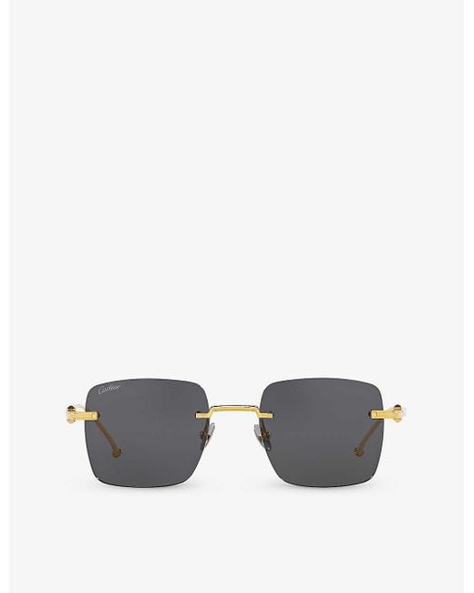 Cartier Gray 6l001668 Ct0403s Rectangle-frame Titanium Sunglasses