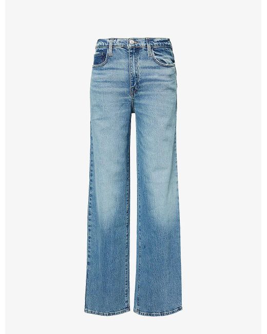 FRAME Blue Le Jane Wide-leg Mid-rise Stretch-cotton Jeans
