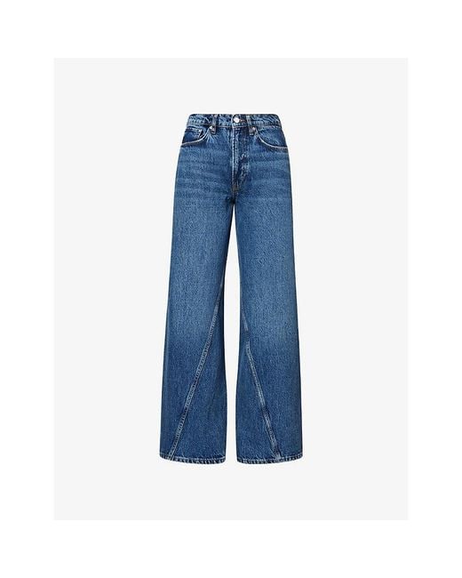 Anine Bing Blue Brie Wide-Leg Denim Jeans