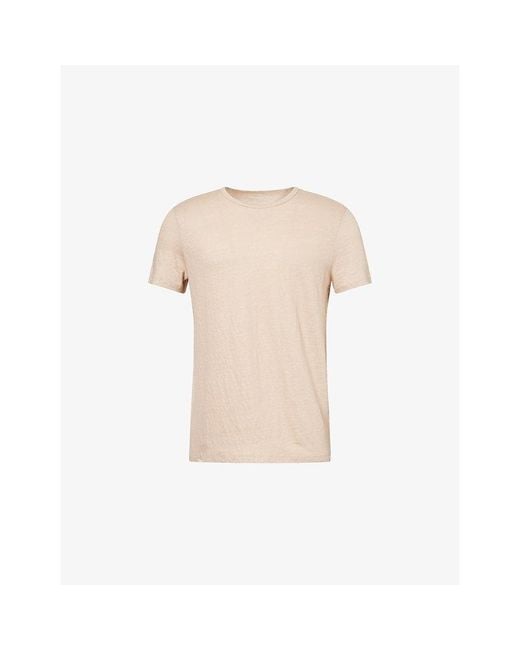 Derek Rose Natural Jordan Short-Sleeve Linen T-Shirt for men
