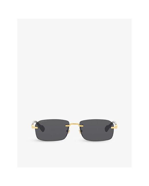 Gucci White gg1221s Rectangular-frame Metal Sunglasses