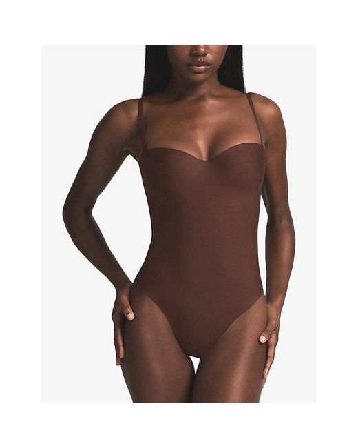 Skims Brown Body Underwired Thong Bodysuit