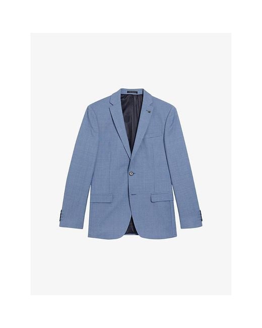 Ted Baker Blue Orionj Sharkskin-texture Wool-blend Jacket for men