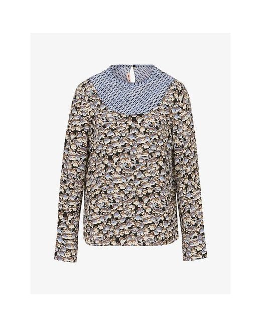 Marni Multicolor Printed Crepe De Chine Silk Top