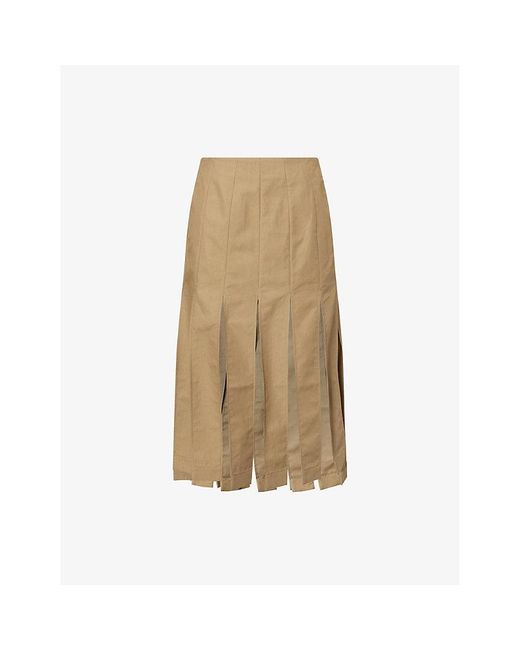 Simone Rocha Natural Multi-Split Cotton-Blend Midi Skirt