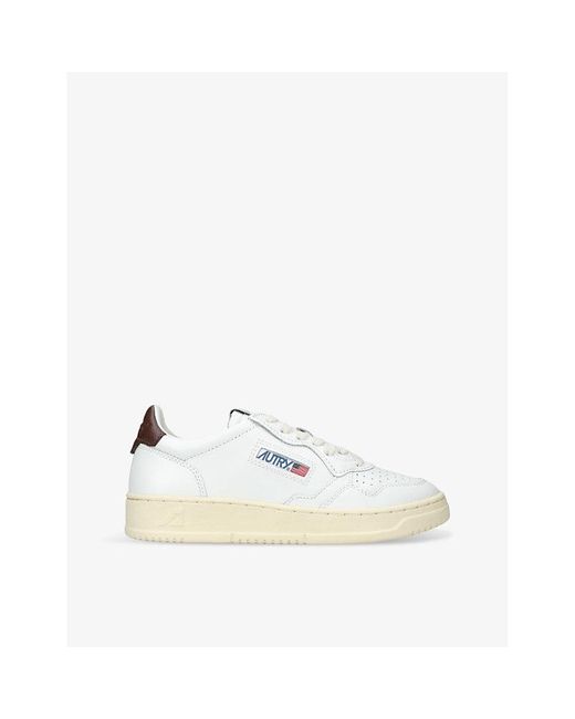 Autry White Oth Medalist Brand-Embroidered Leather Low-Top Trainers