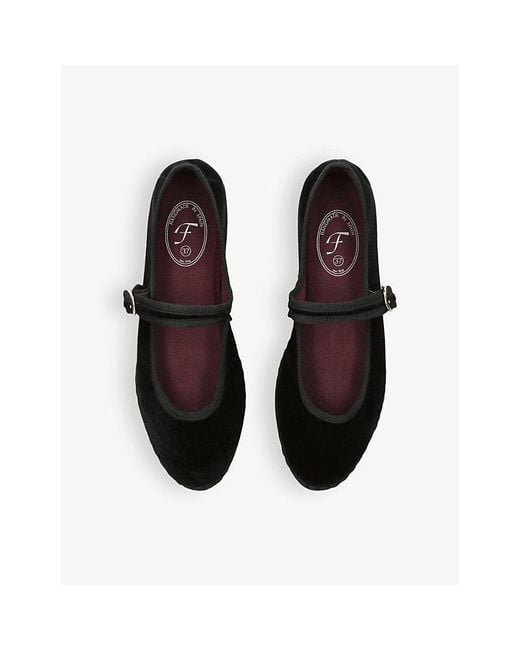 Flabelus Black Antonia Single-Strap Cotton Mary Jane Flats