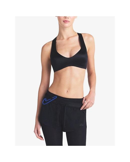 NikeSKIMS Black Satin Shine Plunge Sports Bra