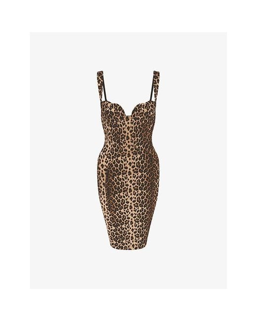 Agent Provocateur Brown Bryoni-Print Woven Mini Dress