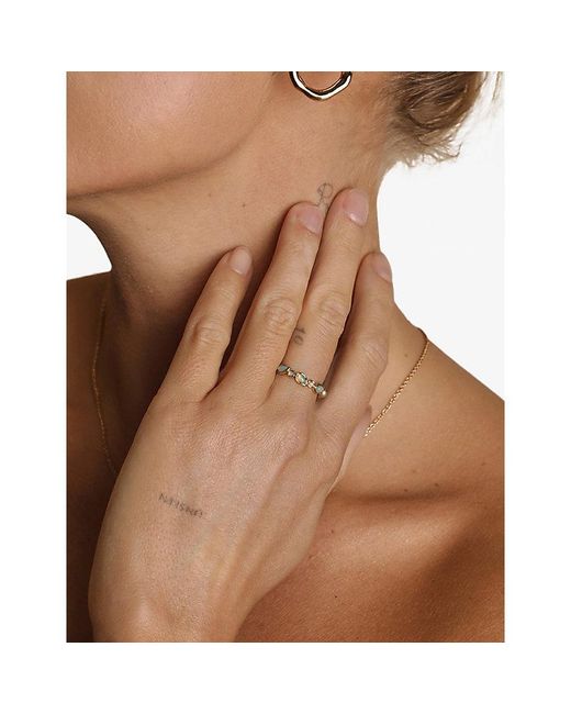Astrid & Miyu Metallic Opal Pear 18Ct-Plated Sterling- And Nano-Gem Eternity Ring