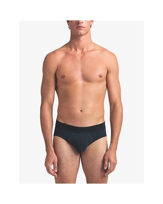Skims Gray Cotton Pack Of Three Briefs for men