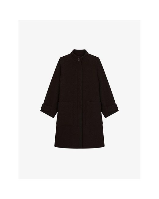 Soeur Black Villanova High-neck Relaxed-fit Wool-blend Coat