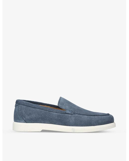 Loake Blue Tuscany Slip-on Suede Loafers for men