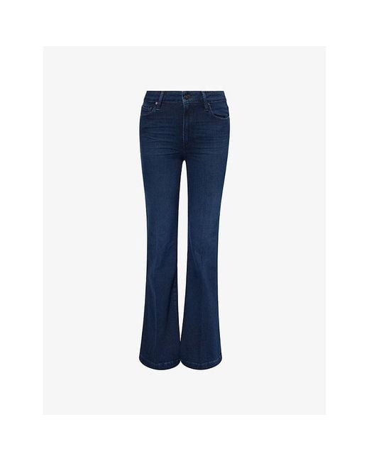 PAIGE Blue Genevieve 32' Flared-Leg Mid-Rise Stretch-Denim Jeans