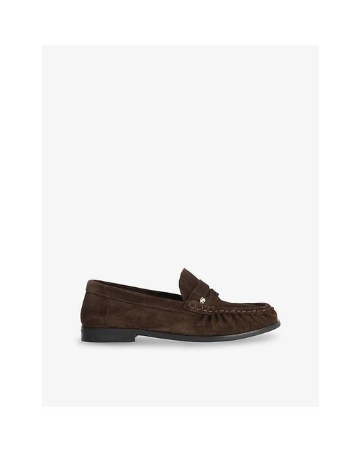 Dune Brown Grisella Wide-Fit Suede Loafers