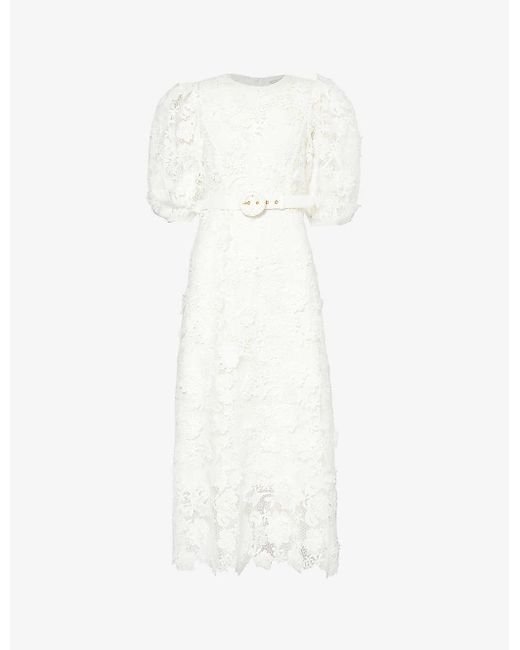 Zimmermann White Halliday Floral-pattern Lace Maxi Dress