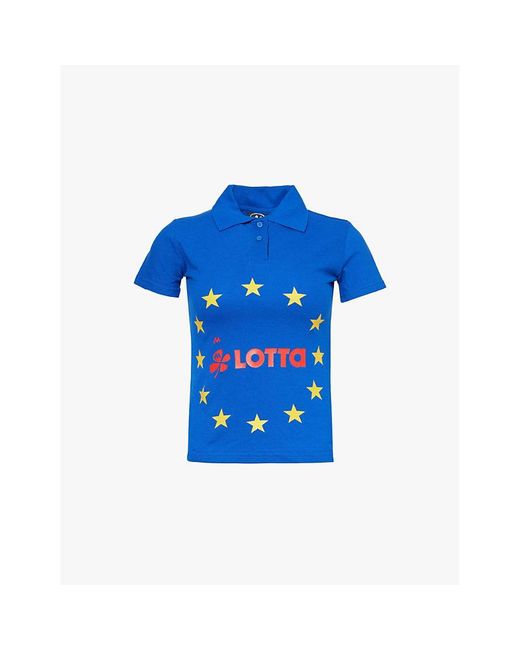 Mowalola Mowaland Euro Brand-Print Slim-Fit Cotton Polo