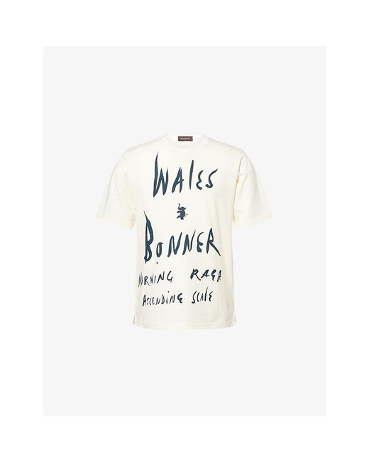 Wales Bonner White Raga Text-Print Cotton T-Shirt for men