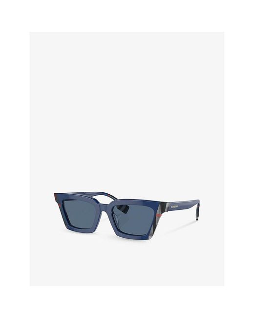 Burberry Blue Be4392u Briar Rectangle-frame Acetate Sunglasses