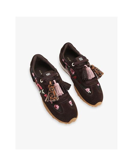 KG by Kurt Geiger Brown Embroidered Faux-Leather Trainers