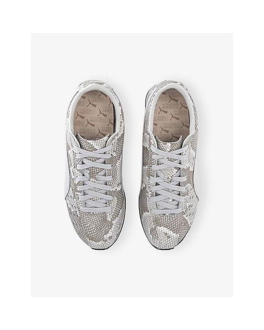 PUMA White Sprint Printed Leather Trainers