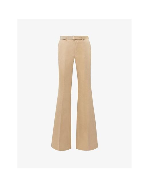 Sacai Natural Detachable-belt Wide-leg High-rise Cotton-blend Trousers