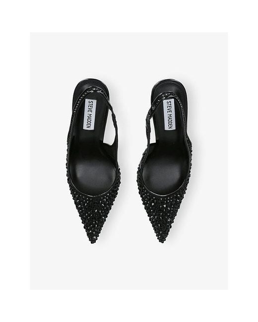 Steve Madden Black Reyes-R Woven Heeled Slingback Courts
