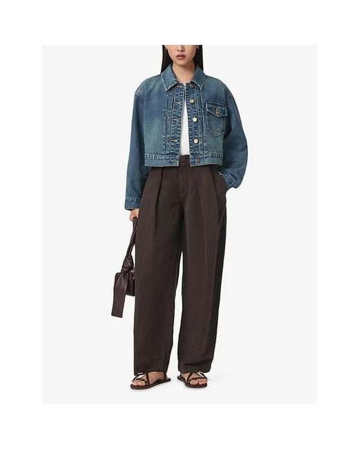 AllSaints Blue Blink Cropped-Length Denim Jacket