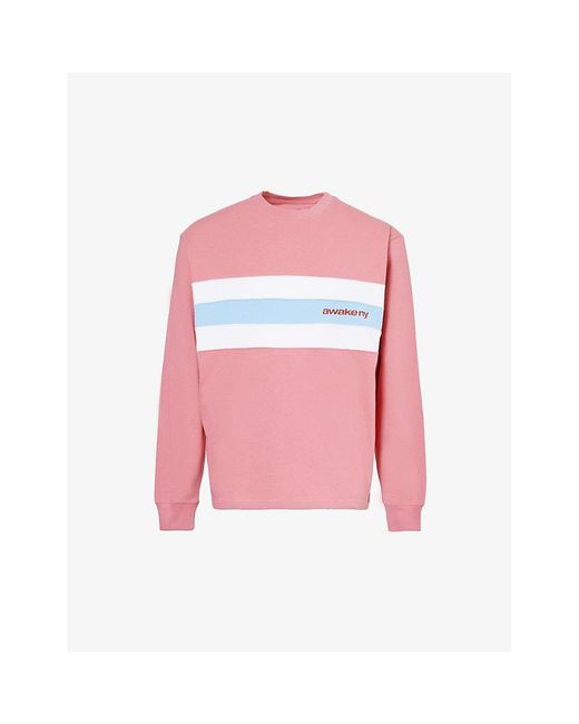 AWAKE NY Pink Stripe Long-sleeved Cotton-jersey Sweatshirt X for men