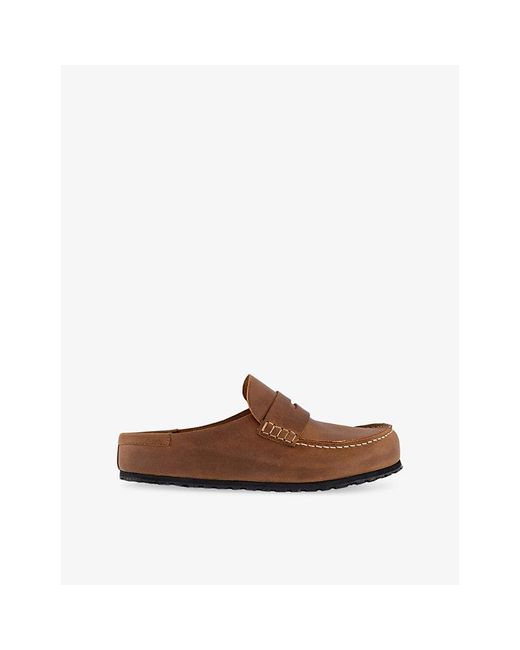 Birkenstock Brown Naples Wrapped Leather Clogs for men