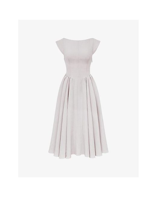 House Of Cb White Debutante Cap-Sleeve Backless Satin Midi Dress