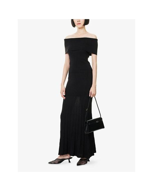 Pretty Lavish Black Reagan Off-Shoulder Knitted Top