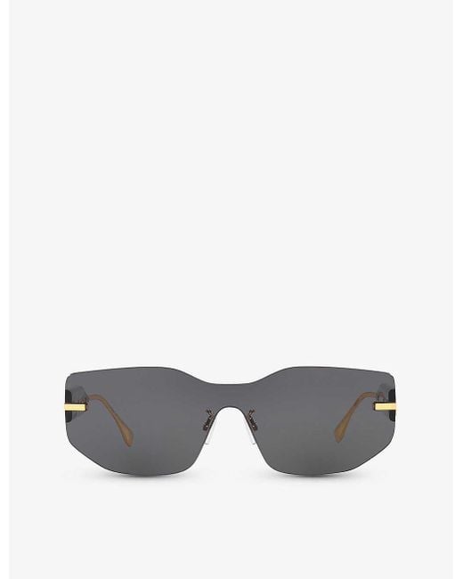 Fendi Gray Fn000634 Fe40066u Rectangle-frame Tinted Metal Sunglasses