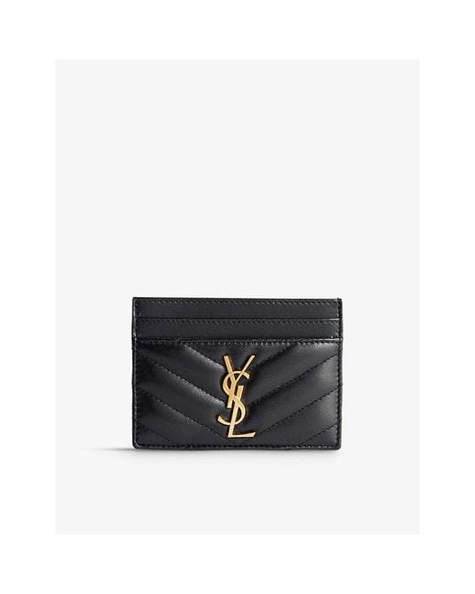 SAINT LAURENT Monogramme quilted textured-leather cardholder