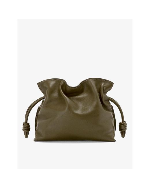 Loewe Green Flamenco Mini Leather Clutch Bag