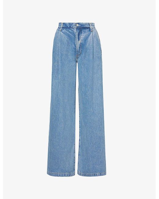 Agolde Blue Ellis Wide-leg High-rise Recycled Denim-blend Jeans