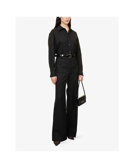 Victoria Beckham Blue Alina Tailored Wool-Blend Trousers