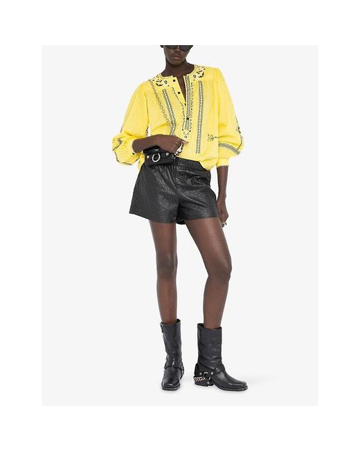 Zadig & Voltaire Yellow Tigy Embroidered Cotton Blouse