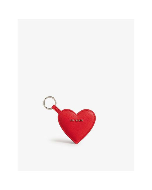 Ted Baker Red Heart-shaped Mirror Woven Bag Charm