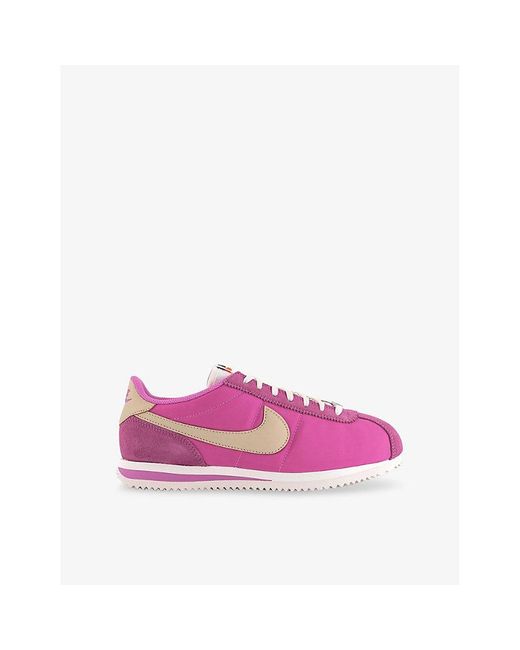 Nike Purple Cortez Woven And Suede Low-Top Trainers