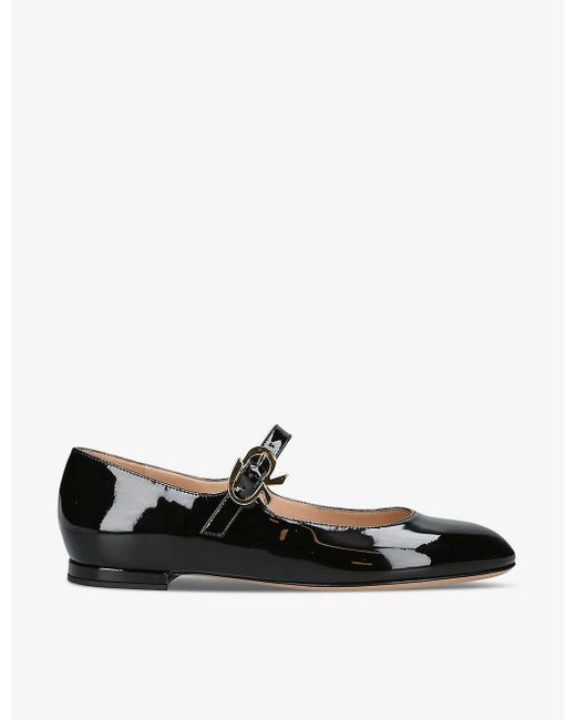 Gianvito Rossi Black Mary Buckle-embellished Patent-leather Pumps