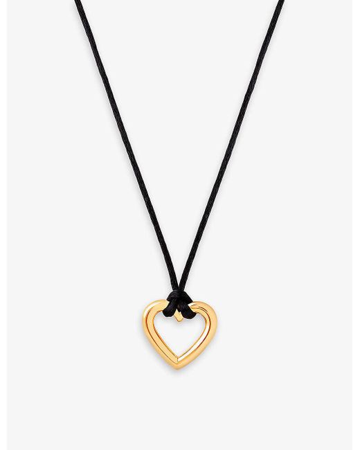 Astrid & Miyu Metallic Heart 18ct Yellow Gold-plated Sterling-silver And Cord Pendant Necklace