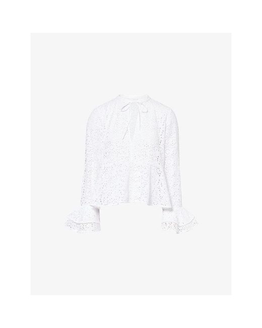 Skall Studio White Frigga Flounce Cotton Shirt