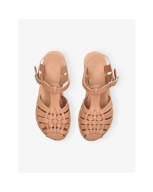 Ancient Greek Sandals Natural Karina Leather Fisherman Sandals