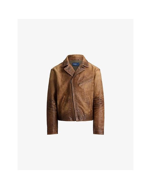 Polo Ralph Lauren Newsboy Leather Jacket in Brown for Men | Lyst