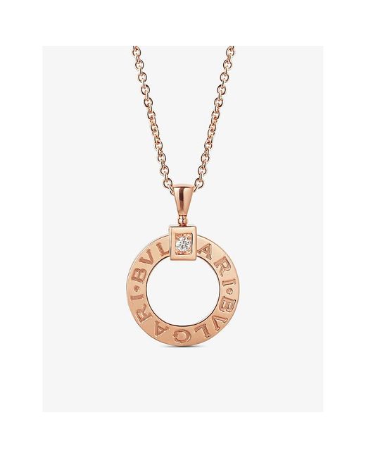 BVLGARI Metallic 18Ct Rose- And 0.07Ct Round-Cut Diamond Pendant Necklace