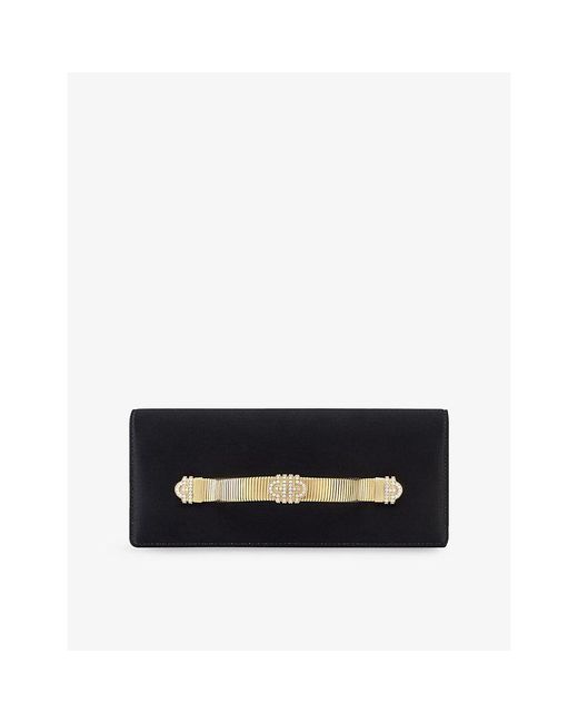 BVLGARI Black Tubogas Satin Evening Clutch