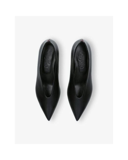 Aeyde Black Clara Pointed-Toe Heeled Leather Pumps