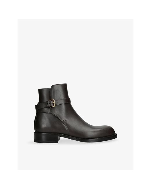 The Row Black Nobilis Buckle Leather Ankle Boots