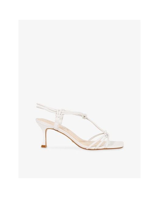 Dune White Matti Leather Heeled Sandals